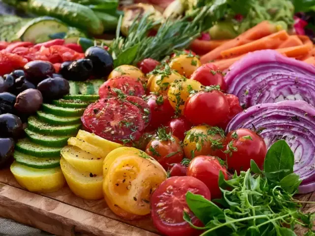 Healthy Summer Veggie Platter with Herbed Yogurt Dip